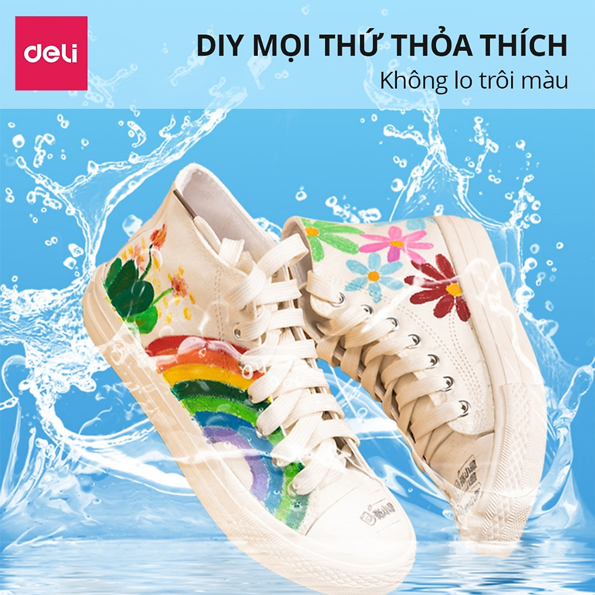 Bút Sơn Acrylic Marker Deli THÊM 80% MỰC - 12/24/36/48/64 Màu Tô Trên Mọi Chất Liệu DIY Vẽ Giày Vải Chai Lọ Nhựa