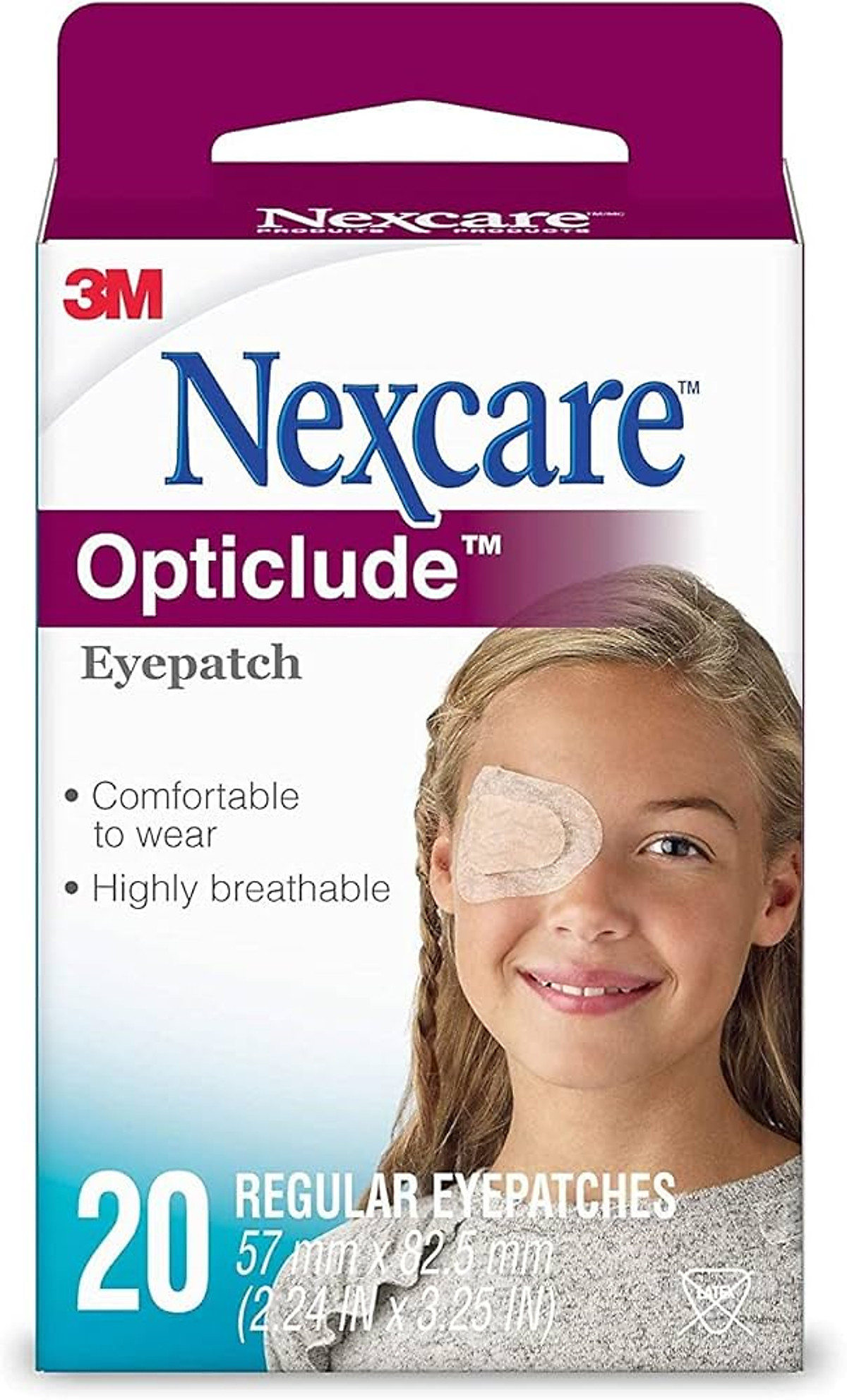 Hộp 20 miếng dán mắt 3M Nexcare 1539 hỗ trợ nhược thị cho trẻ cỡ lớn, sản xuất Canada