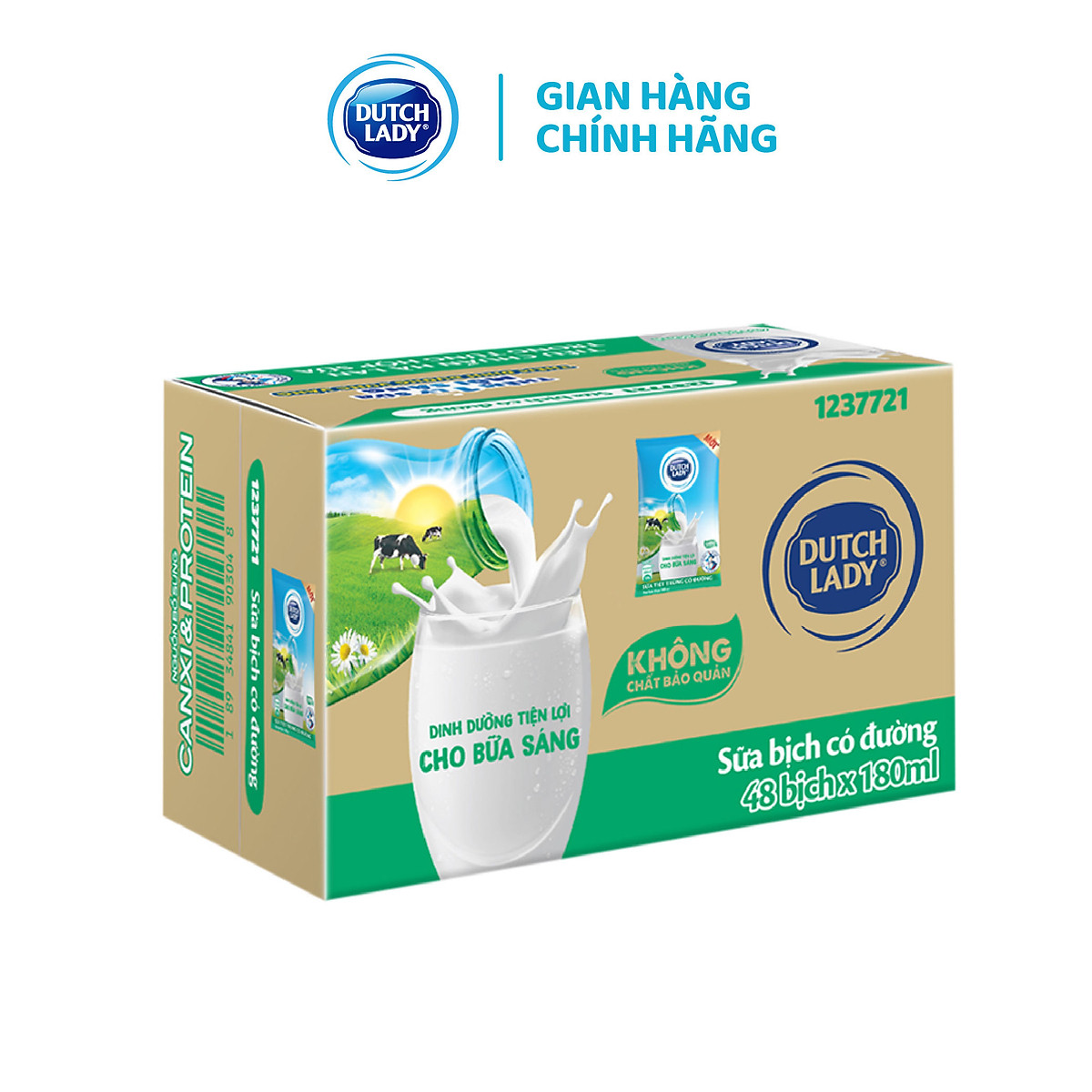 Thùng 48 Bịch Sữa Tiệt Trùng Dutch Lady Cô Gái Hà Lan Có Đường 180ml