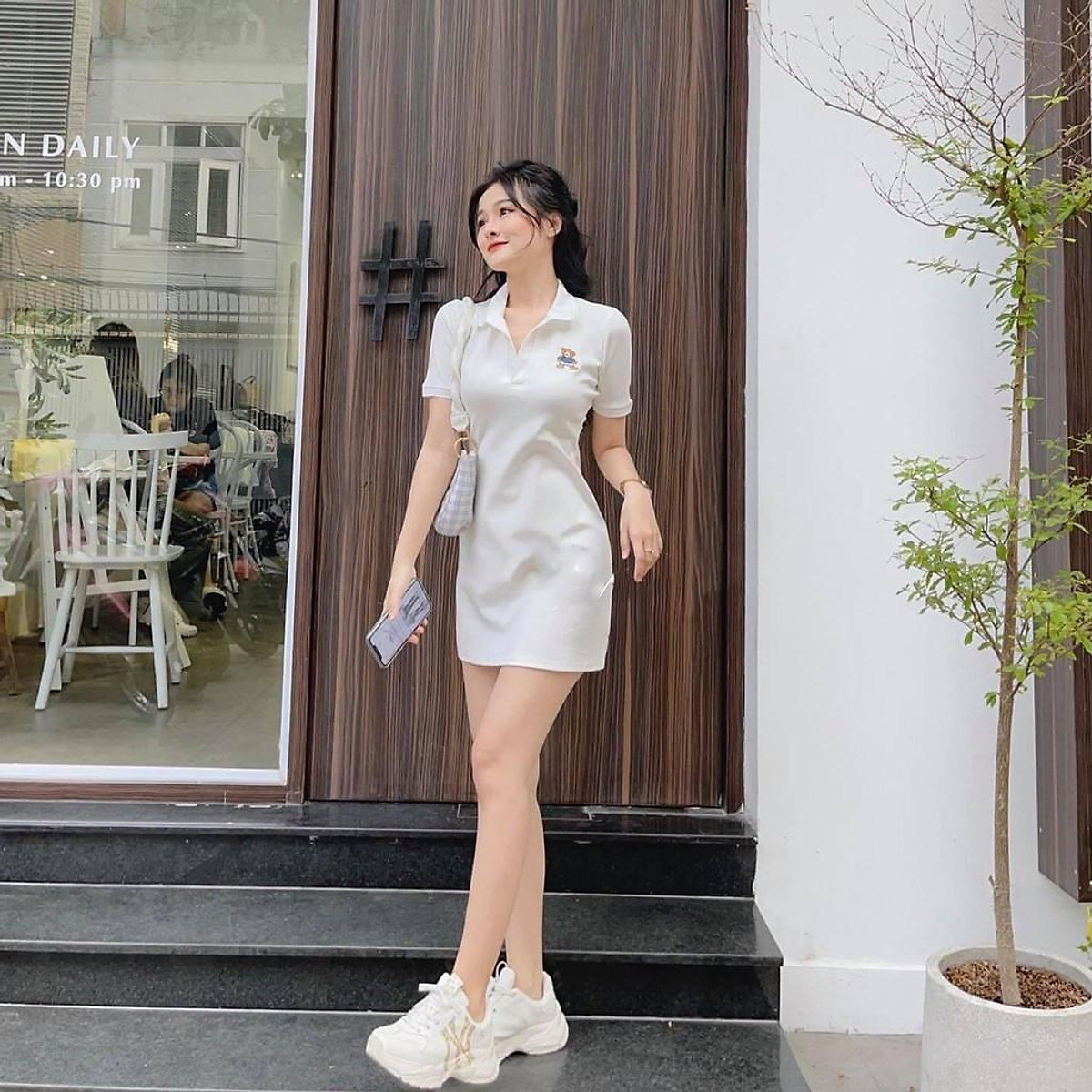 Đầm Váy Nữ Váy polo body tay ngắn xinh yêu đầm polo cổ bẻ đi dự tiệc   Lazadavn