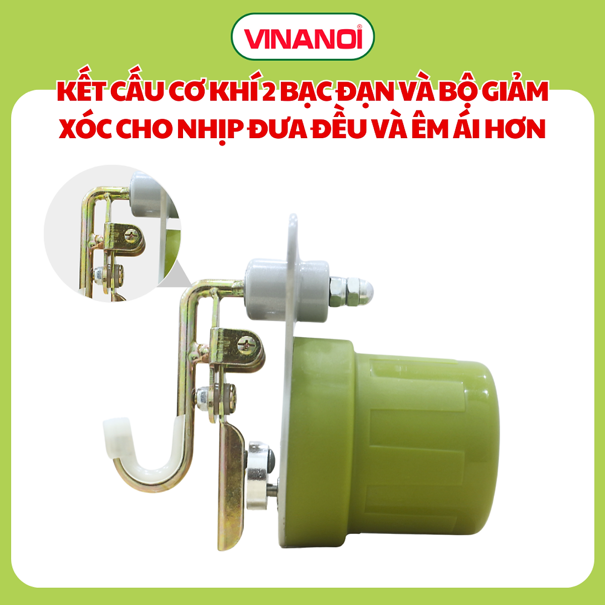 Máy Đưa Võng Tự Động Cao Cấp Vinanoi Asanta AS100 - Sức Đưa 100 Kg Cho Cả Mẹ Và Bé, Dùng Điện 110-220v và pin sạc dự phòng