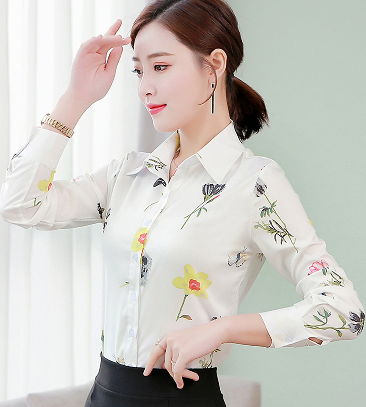 Áo Sơ Mi Nữ Công Sở Tay Dài Dễ Thương SM015 MayHomes