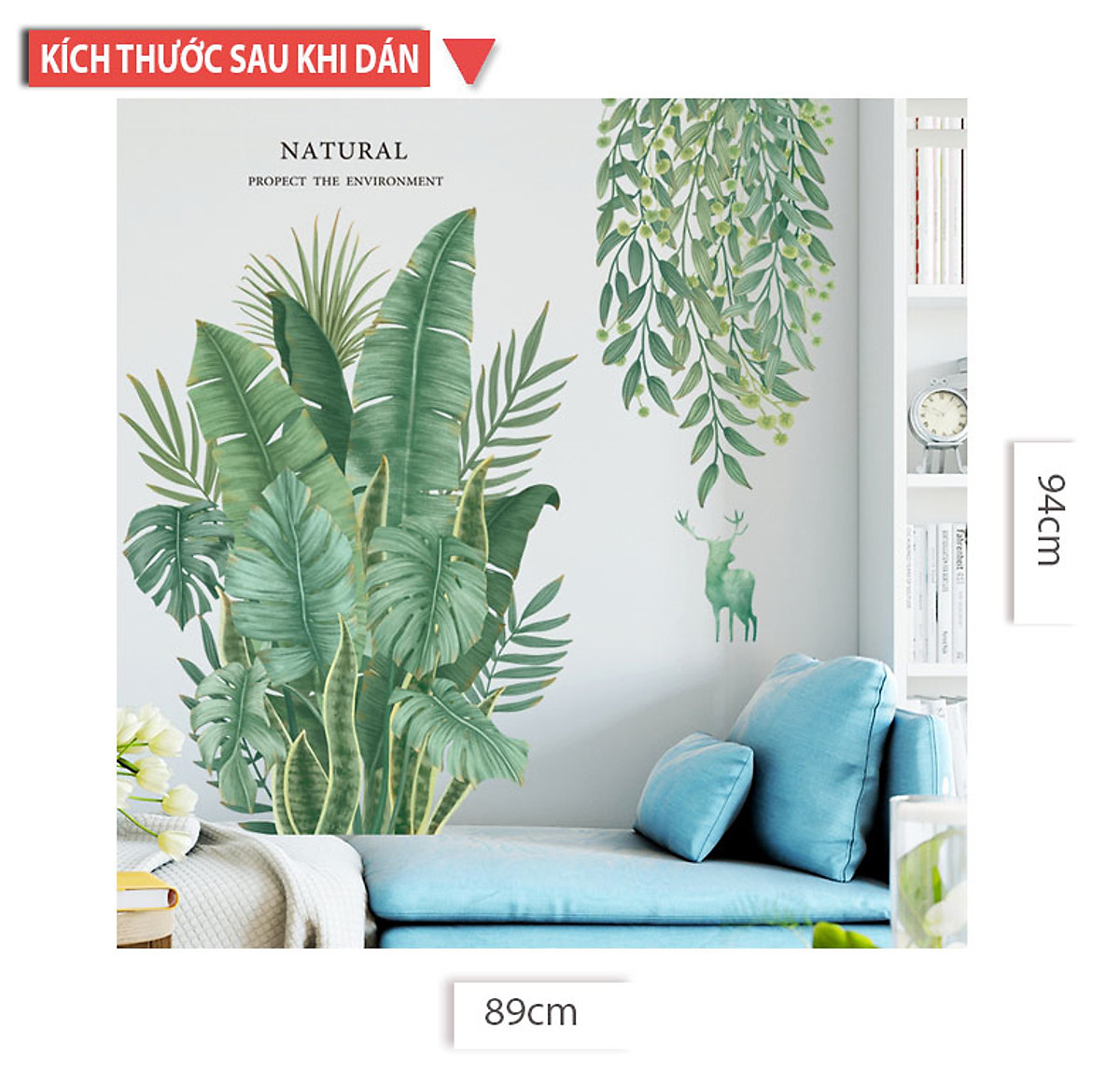 Sticker Giấy Dán Tường Decal Dán tường Mẫu Hoa Lá Cực Xinh ZH011