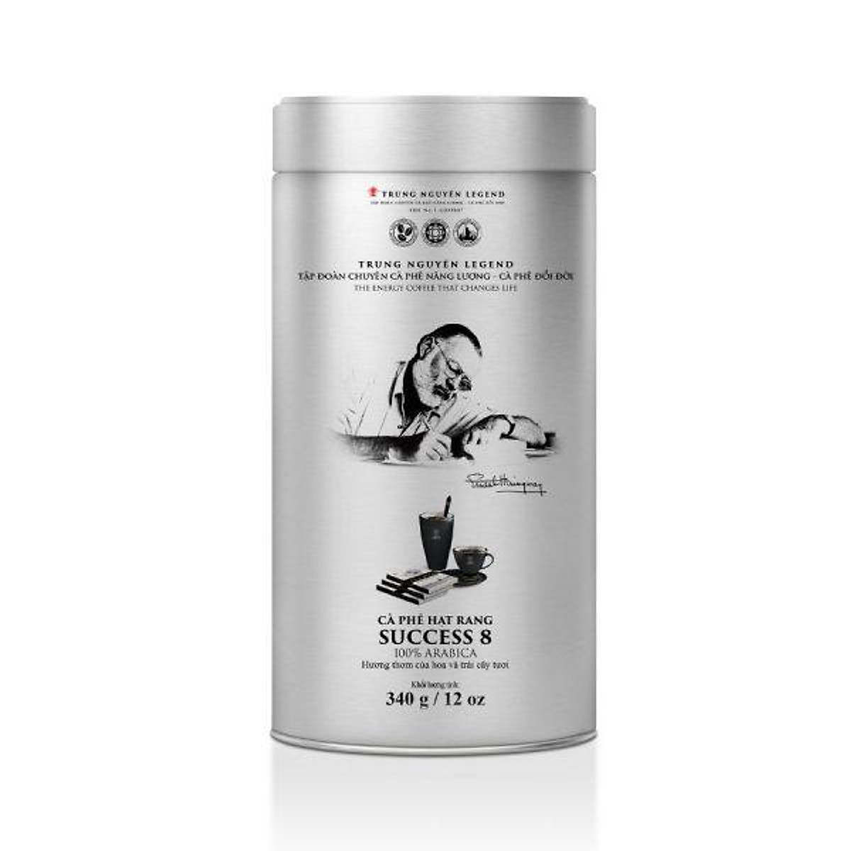 Cà Phê Hạt Mộc Trung Nguyên Legend Success 8 – Lon 340g – 100% Arabica, Hương Hoa Trái Cây Tươi