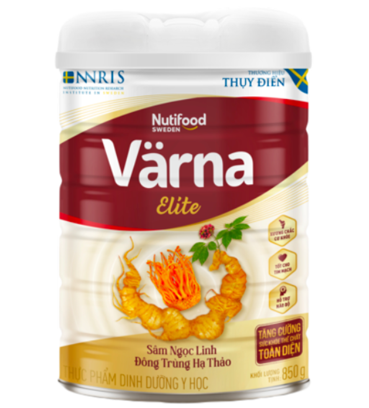 Sữa dinh dưỡng Varna Sâm ngọc linh & Đông trùng hạ thảo lon 850g - Tăng cường sức khoẻ thể chất toàn diện