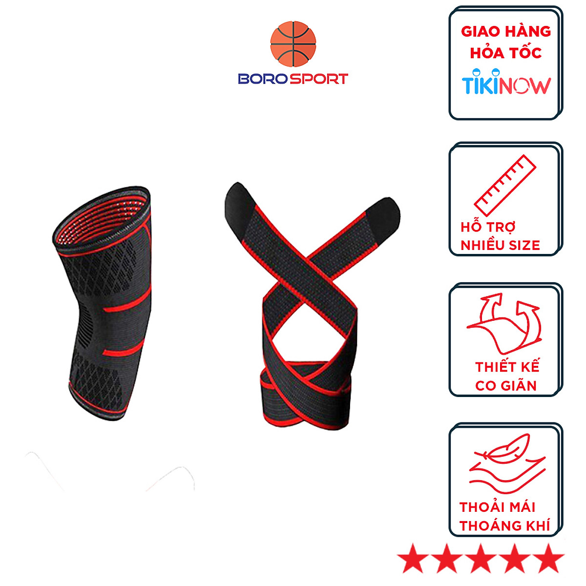 Băng quấn bó gối ( 1 cái ) bảo vệ đầu gối , khớp gối 2 trong 1 , Giúp tránh chấn thương , tăng khả năng vận động linh hoạt CLEACCO - Hàng chính hãng BORO SPORT