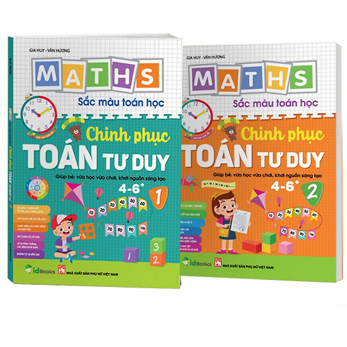 Combo 2 cuốn : Maths – Sắc màu Toán học: CHINH PHỤC TOÁN TƯ DUY - Cho trẻ 4 - 6 tuổi (Tập 1 + 2)