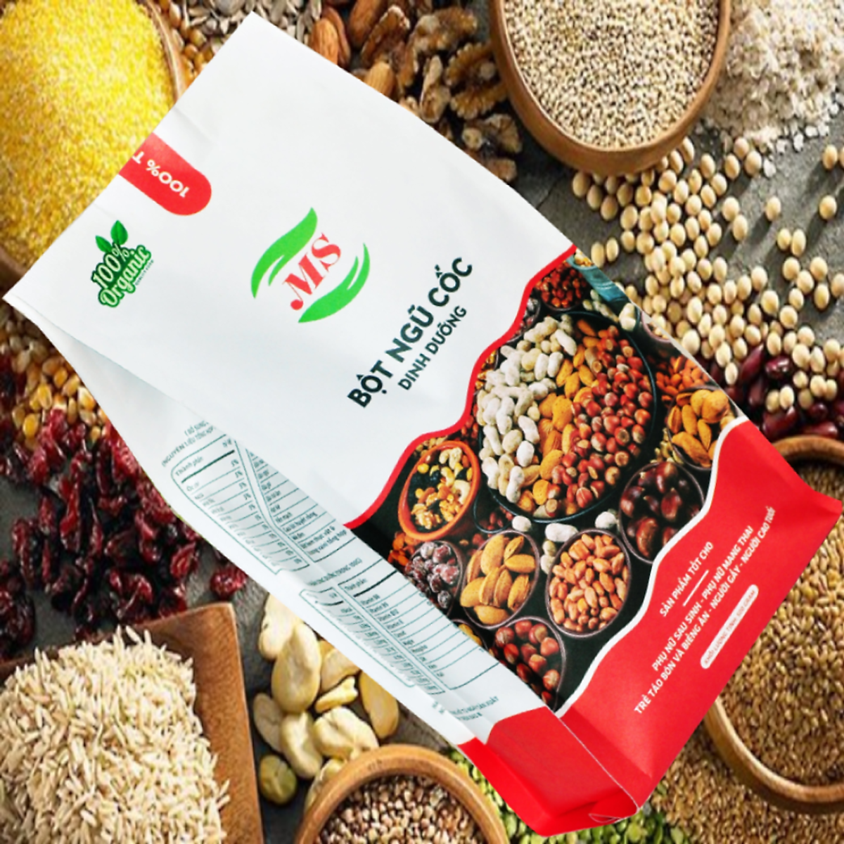 Ngũ cốc dinh dưỡng cao cấp - MS - (1kg/2 gói) - Bột ngũ cốc tăng cân, lợi sữa - 18 loại đậu & hạt