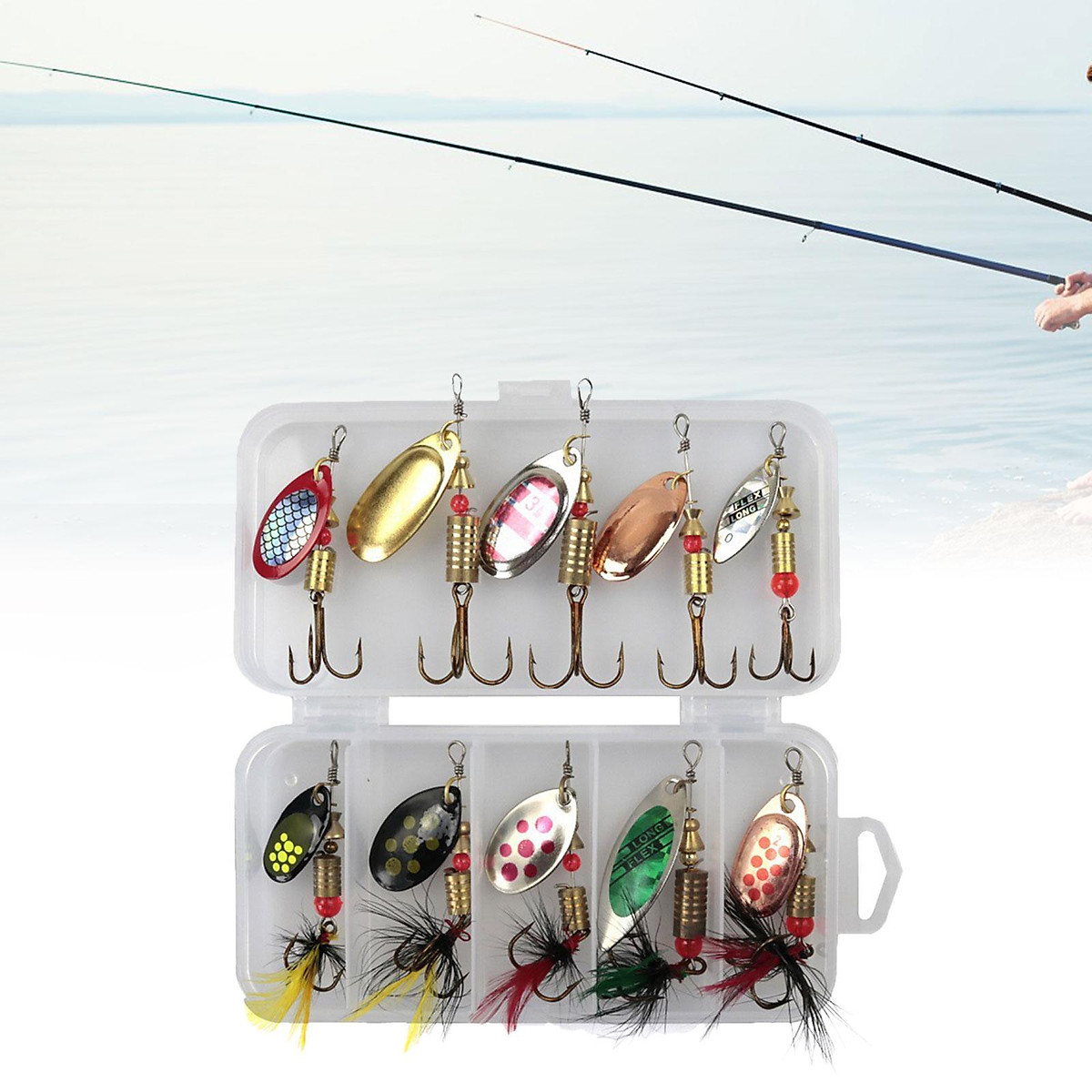 Mua 10Pcs Fishing Lures Spinnerbait Hard Metal Lures Inline Spinnerbaits  with Tackle Box Assorted Trout Lures for Salmon Walleye Bass Trout Pike -  Style B tại Pandore Fashion