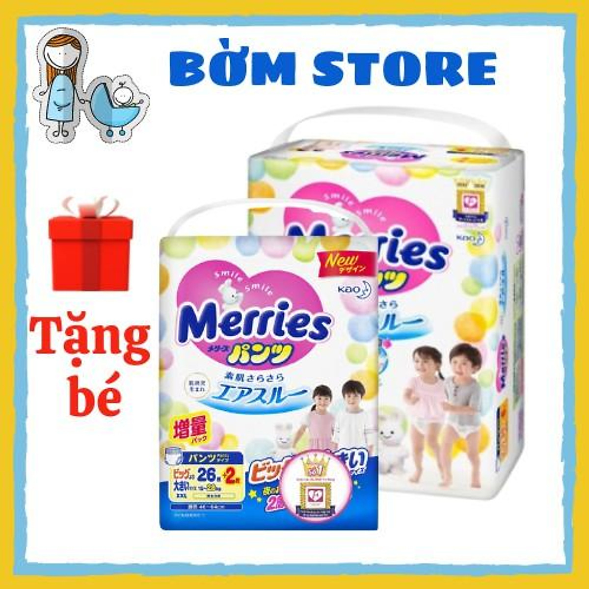 Tã Bỉm Merries Quần/Dán Nội Địa Nhật Chính Hãng Đủ Size NB96/S88/M68/M64/L58/L50/XL44/XXL28