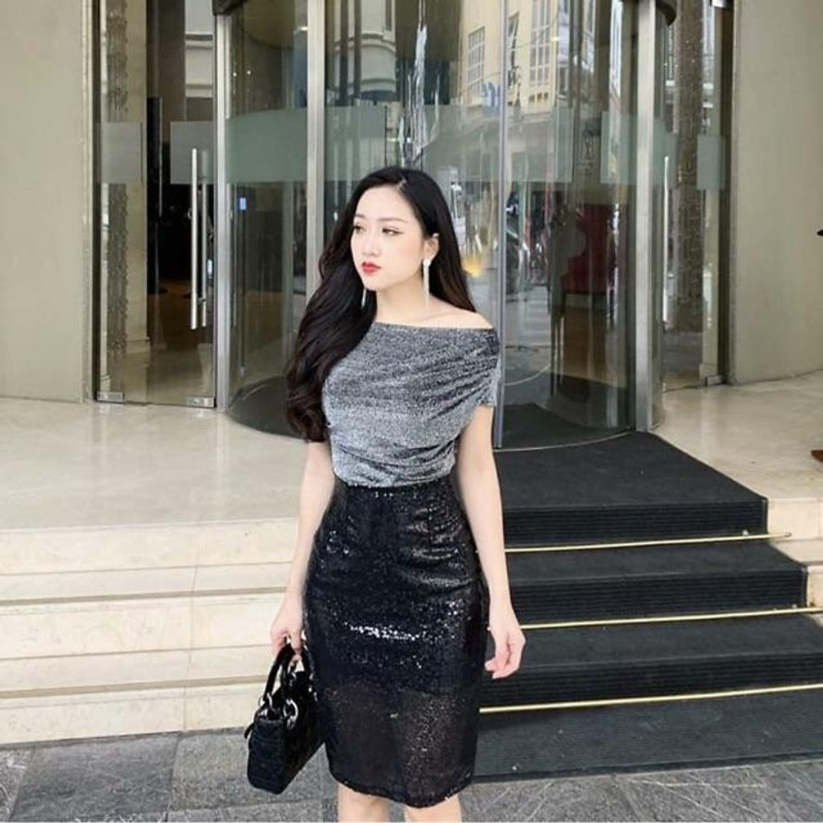 Đầm Ôm Saphire Nhũ  Xanh Lá