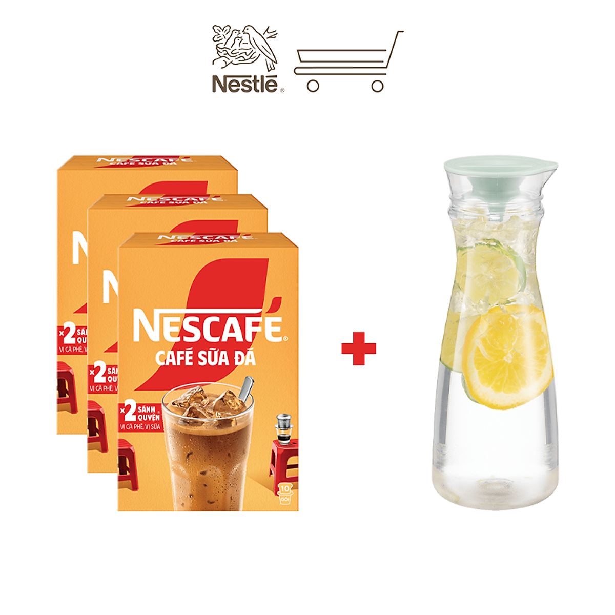 Bộ 3 Cà phê sữa NESCAFÉ Cà Phê Sữa Đá (Hộp 10 gói x 24 g)