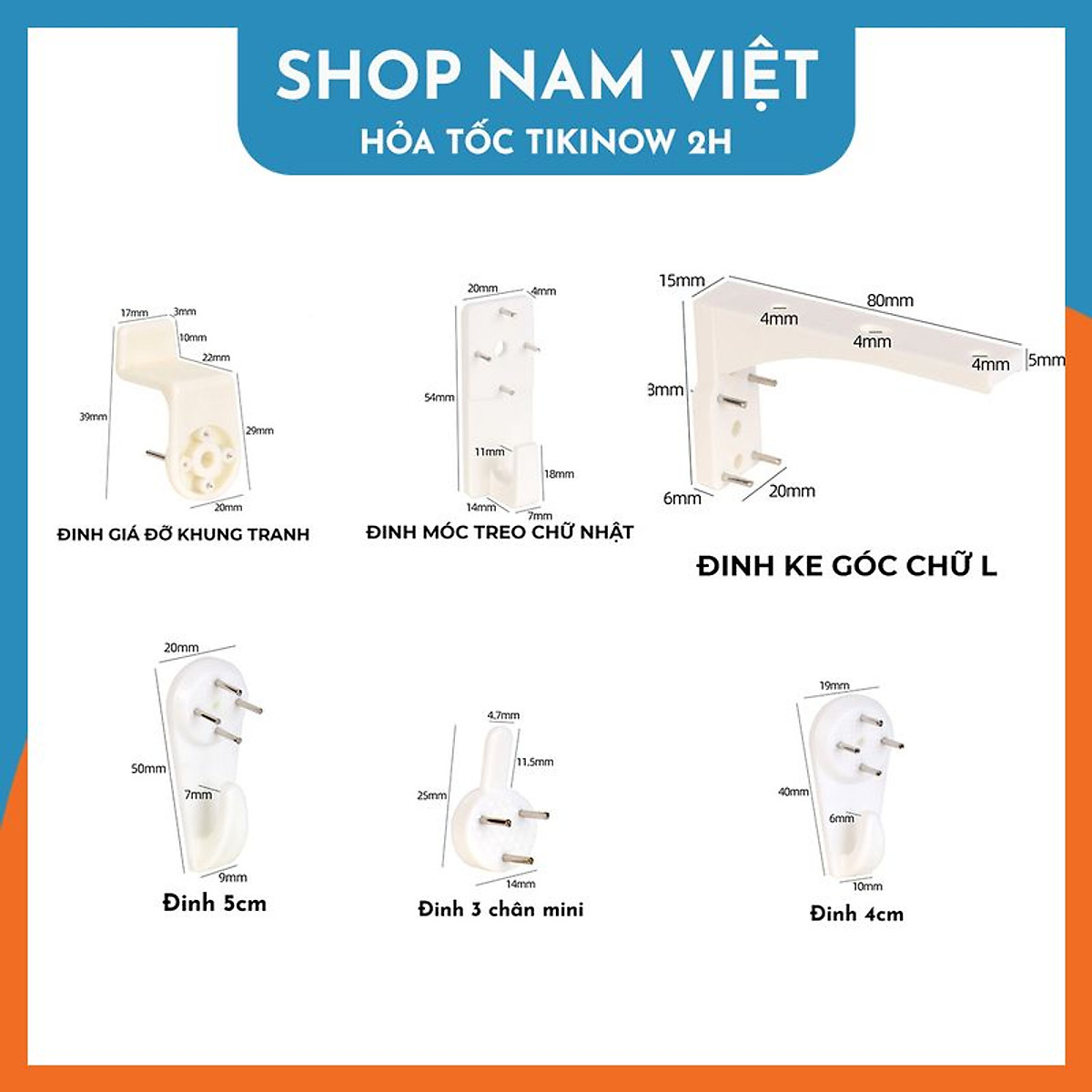 Đinh 4 Chân Đóng Tường Không Cần Khoan Treo Tranh, Giá Đỡ Khung Tranh