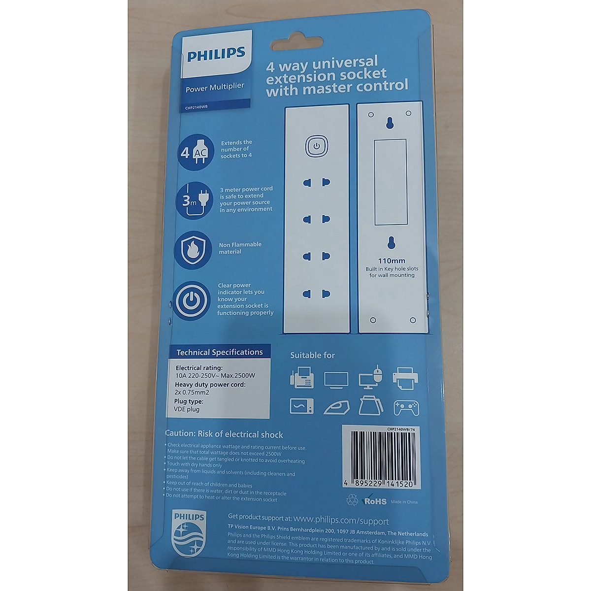 Ổ cắm điện Philips CHP2140WB - 3m