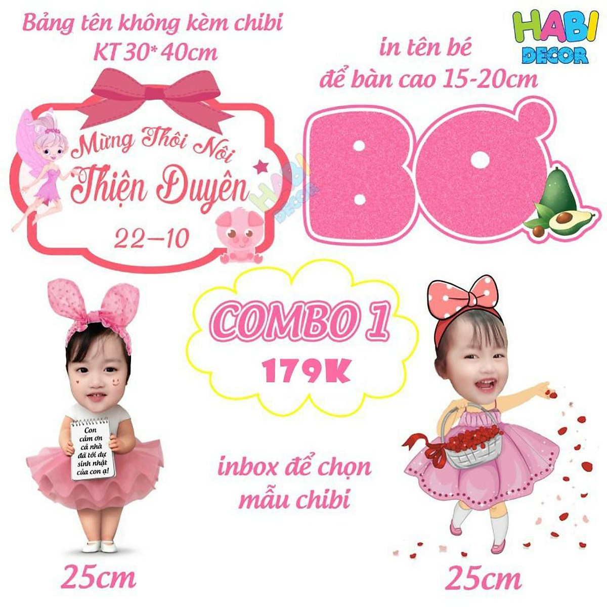 Mua Set chibi, bảng tên, cây welcome, tên bé để bàn trang trí sinh ...