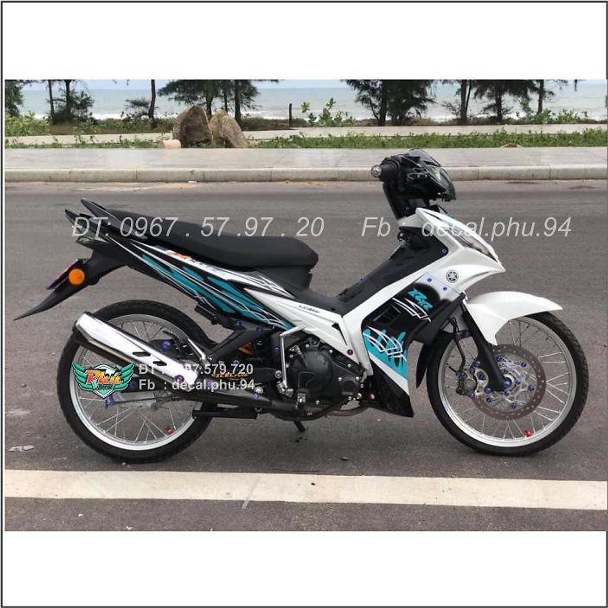 Tem exciter 2010 spark xanh đen trắng  Nguyễn Decal  Chuyên Dán Keo Xe  Design Tem Xe Decal Tem Xe Nguyễn Decal