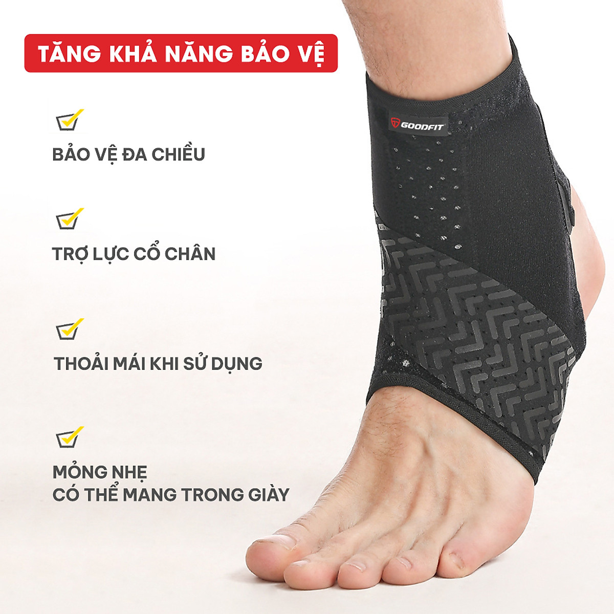 Băng quấn cổ chân có thanh nẹp cố định, bảo vệ mắt cá chân, cố định cổ chân chính hãng GoodFit GF618A