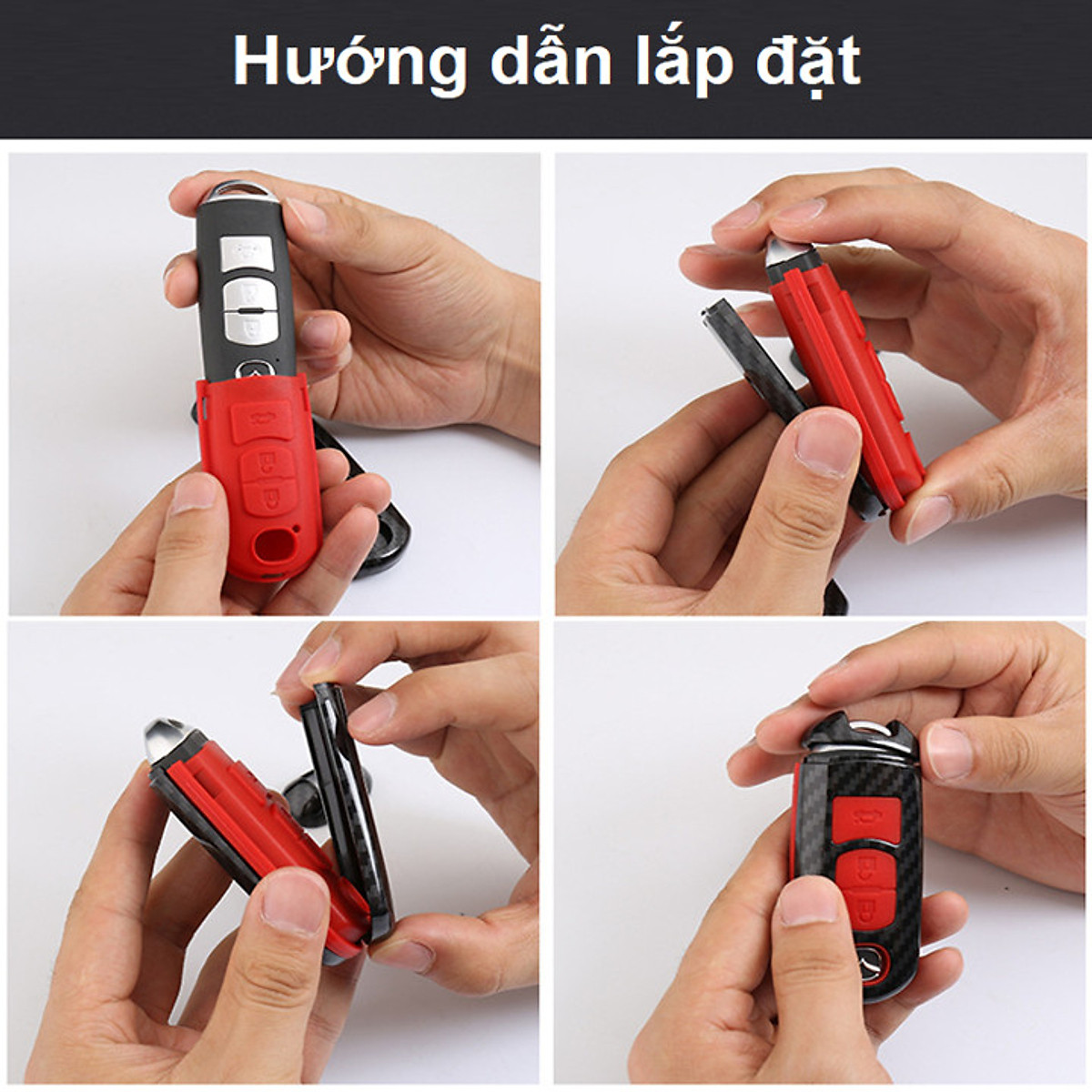 Bao da cacbon cao cấp bọc chìa khóa hãng xe Mazda