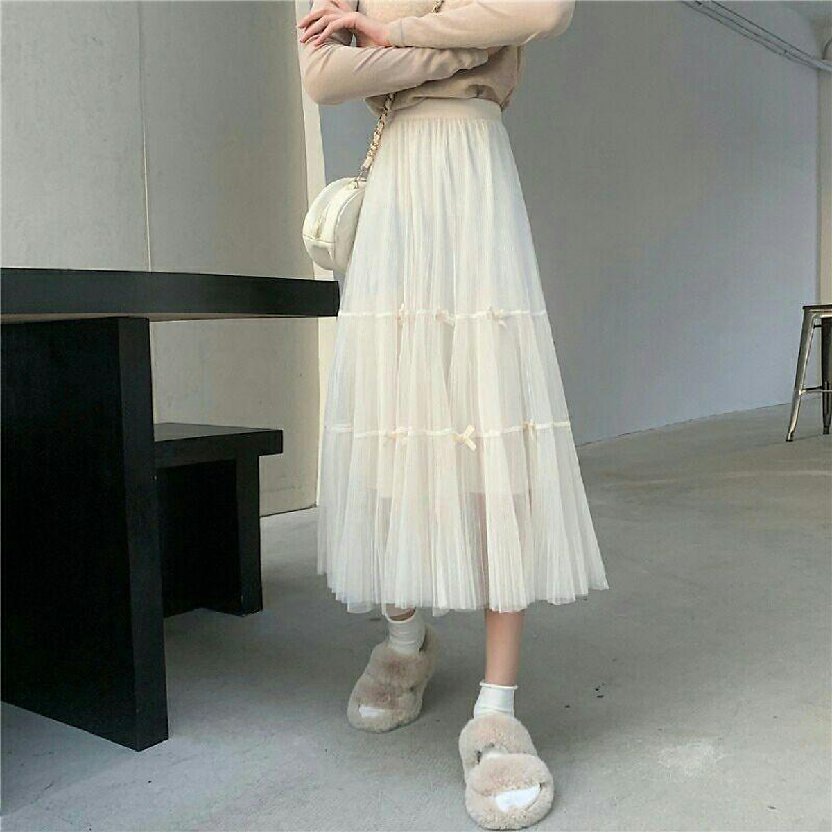 SẴN) Váy / đầm liền công chúa tay lưới bồng xòe dài chic dài tay tiểu thư  sang trọng V00107 | Shopee Việt Nam