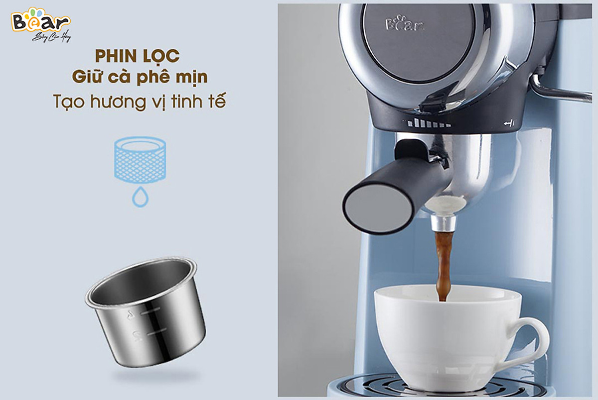 Máy Pha Cà Phê Bear KFJ-A02N1 Pha Nespresso, Americano, Cappuccino Tạo Bọt Sữa Dễ Dàng Có Tạo Bọt Sữa Dung Tích 240 ML Công Suất 800 W - Hàng Chính Hãng