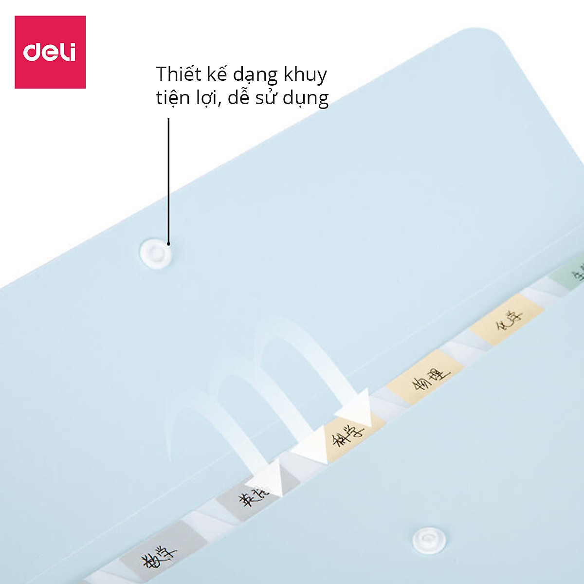 Cặp đựng tài liệu A4 Deli - 8 ngăn phân trang - file lưu trữ tài liệu - linfini - Xanh Dương / Trắng - 72456