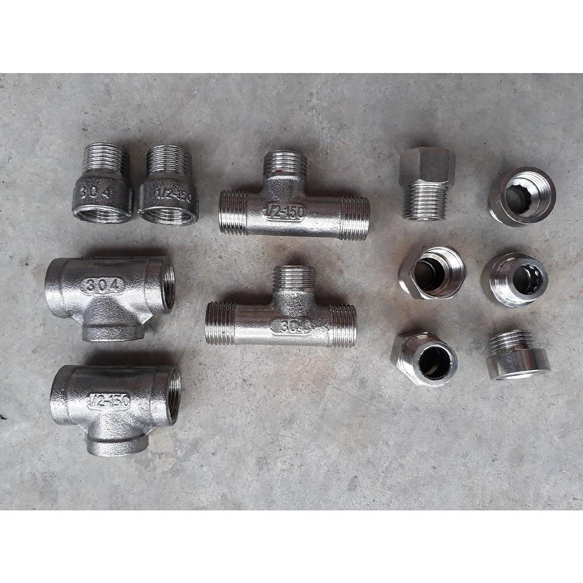 Tê ren ngoài 21 lệch inox đúc 304,tê chia nước bồn cầu nhà tắm,nhà