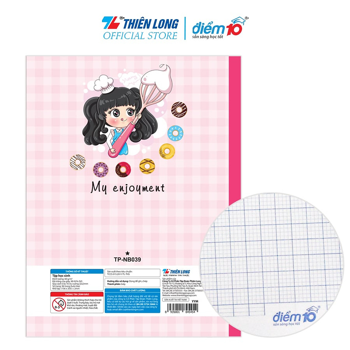 Tập học sinh 96 trang 4 ô ly vuông 60 gsm Điểm 10 TP-NB039 (hình ngẫu nhiên)