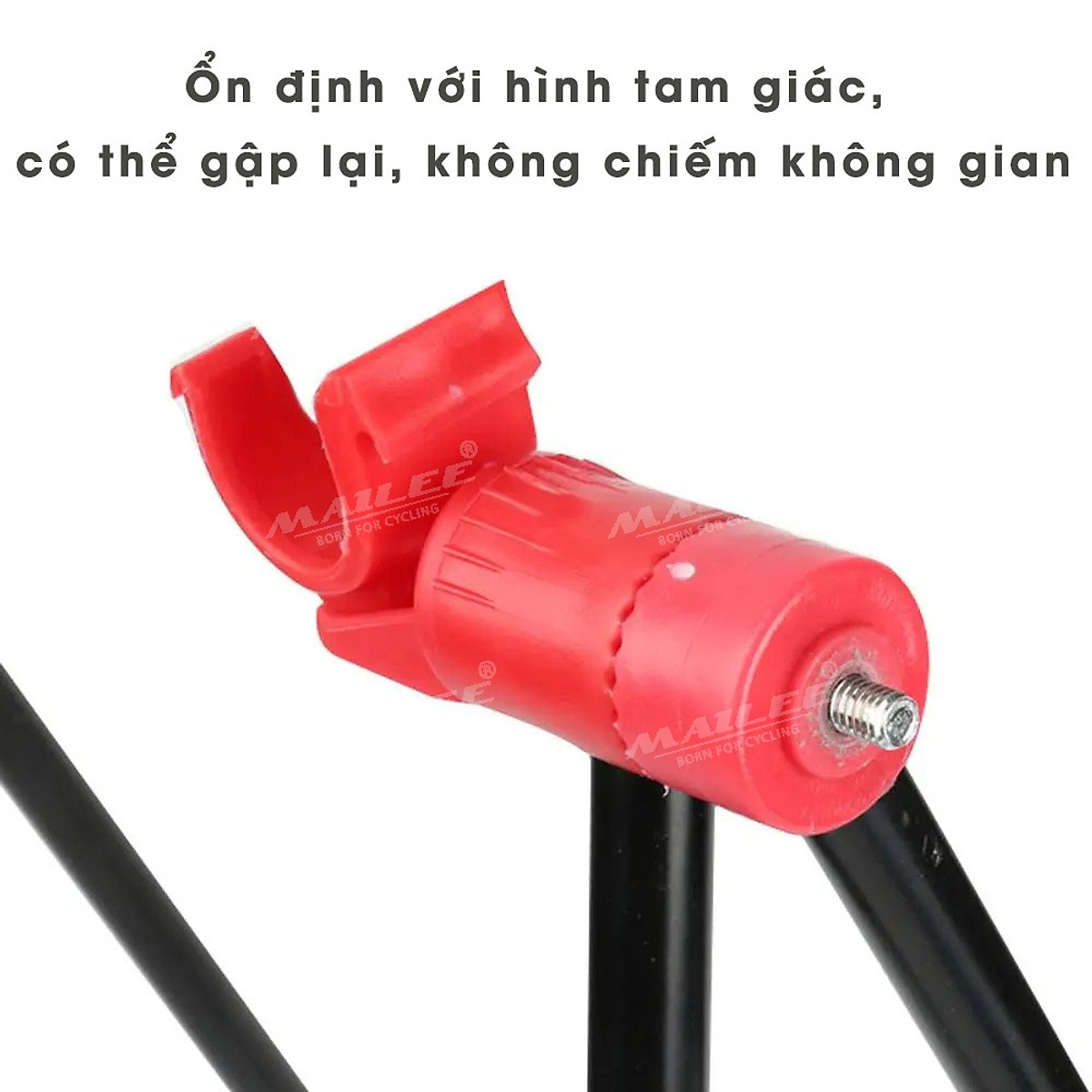 Giá đỗ xe đạp chân chóng cố định chữ U móc đỏ giúp dựng đứng xe đạp để sửa chữa/ bảo dưỡng, khung kim loại, móc nhựa ABS (1 cỡ có điều chỉnh) - Mai Lee