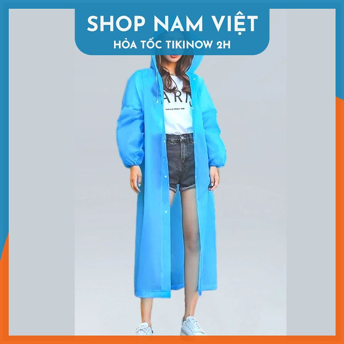 Áo Mưa Một Người Trong Suốt Có Nón Thời Trang, Nhựa EVA Sử Dụng Nhiều Lần