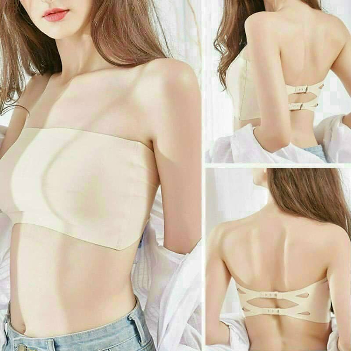 Áo bra không dây quây ngực ngang su trơn sexy nữ đệm mỏng hở lưng kiểu Áo Bra Không Dây Quây Ngực Ngang Su Trơn Sexy Nữ Đệm Mỏng Hở Lưng Kiểu