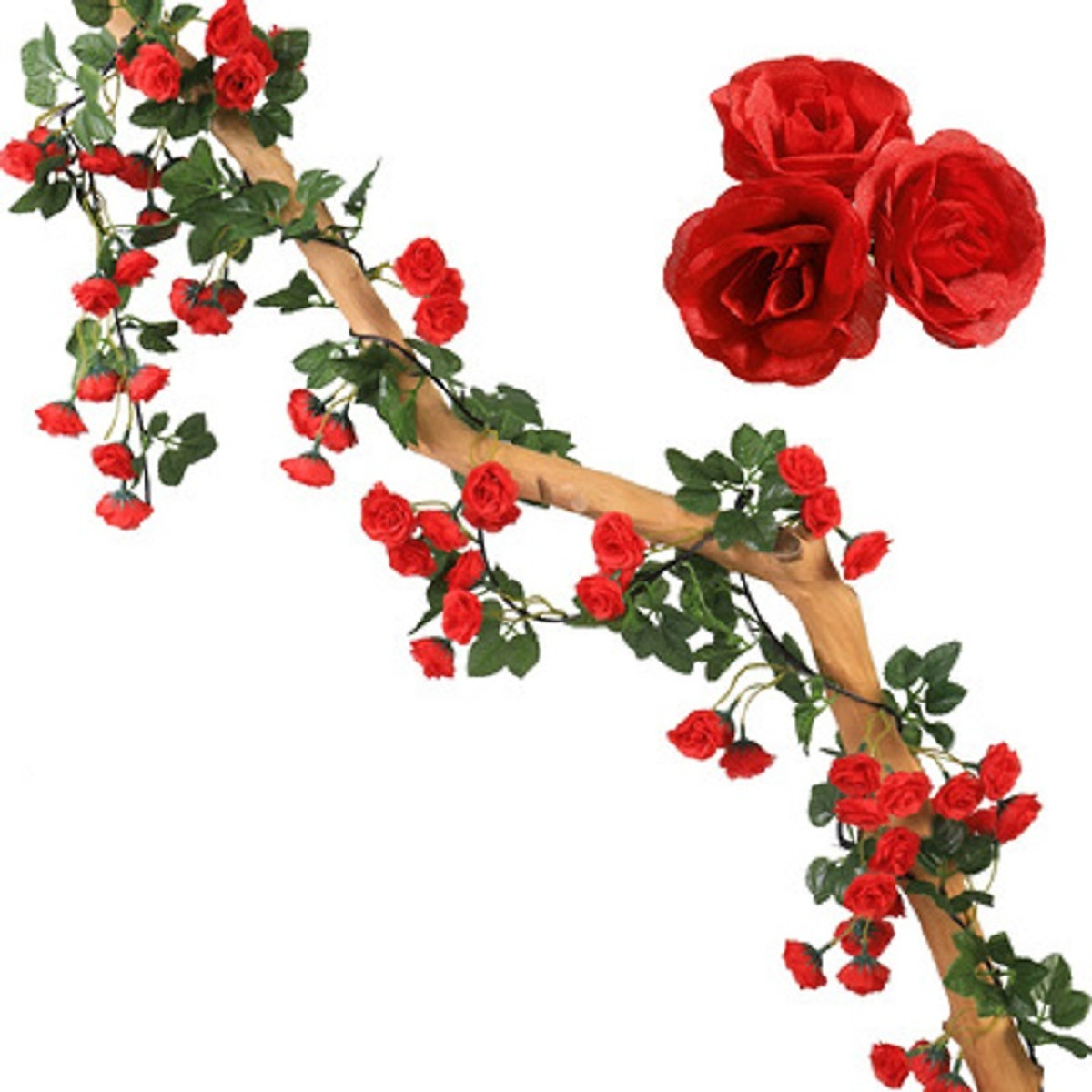 Mua Dây leo hoa hồng 69 bông lụa nhựa dài 1.8 m trang trí đẹp sang ...