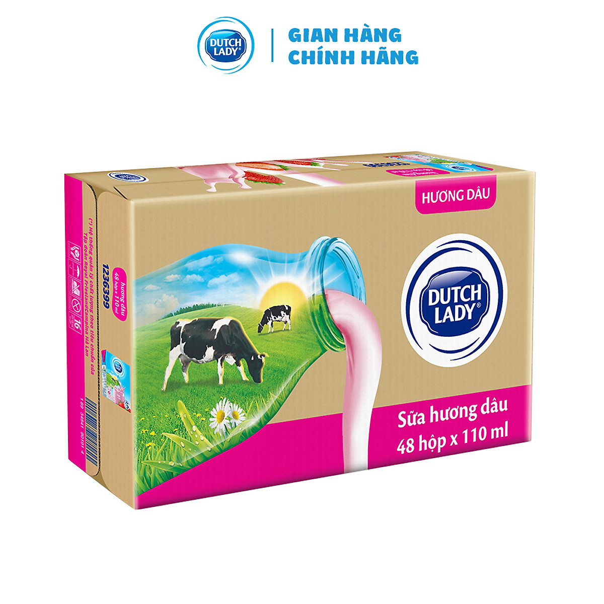 Thùng 48 Hộp Sữa Uống Tiệt Trùng Dutch Lady Cô Gái Hà Lan Dâu (48 x 110ml)