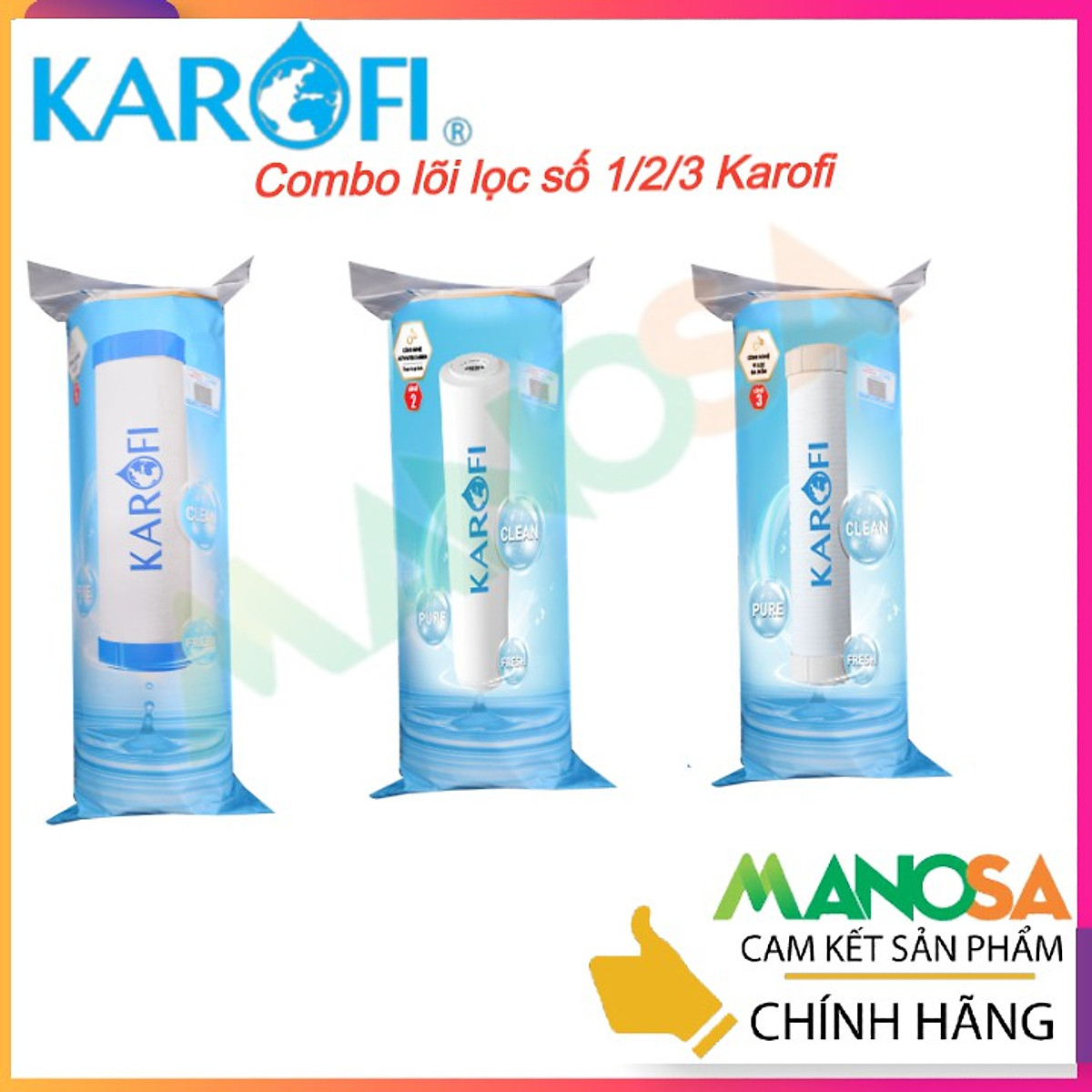 Combo 3 lõi lọc nước Karofi 1,2,3 chính hãng