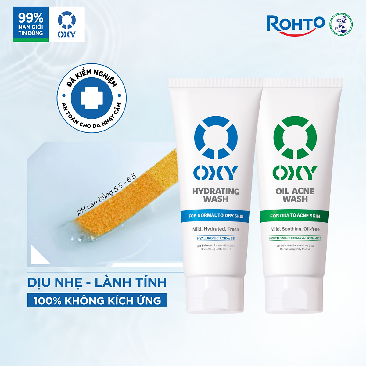 Sữa rửa mặt cho nam Oxy sạch dịu nhẹ, giảm khô căng dạng gel Oxy Hydrating Wash 100g
