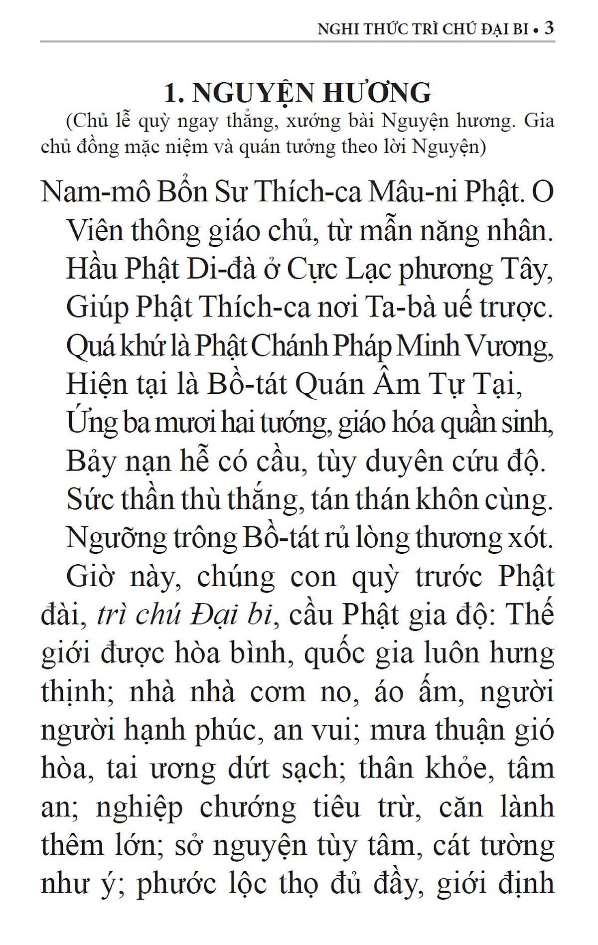 Nghi thức trì Chú Đại Bi, Chú Dược Sư & Niệm Phật A Di Đà 