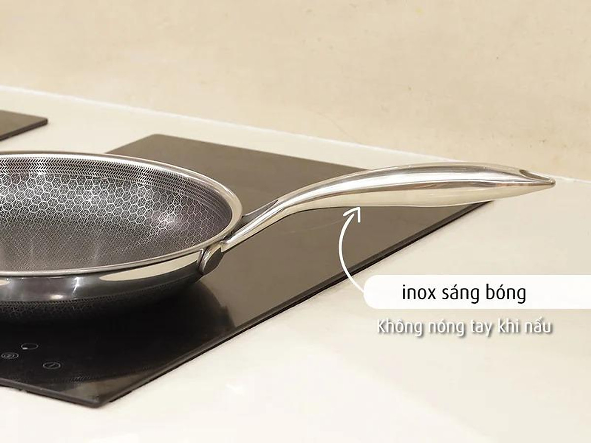 Chảo chiên inox iMat Hybrid Blackcube 26cm, Phủ chống dính Ceramic đen