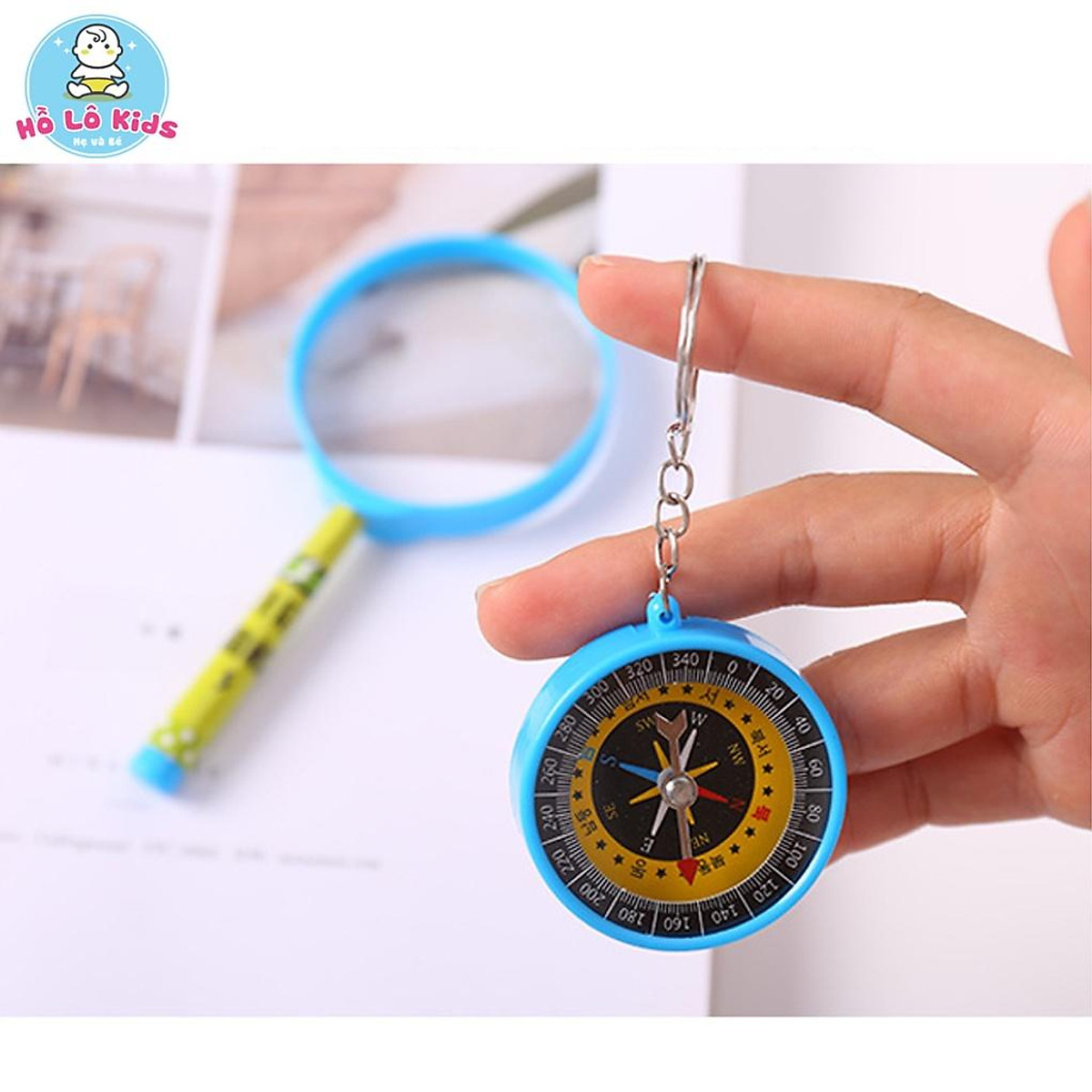 Đồ chơi kính lúp kèm la bàn cho bé, đồ chơi khám phá khoa học giúp