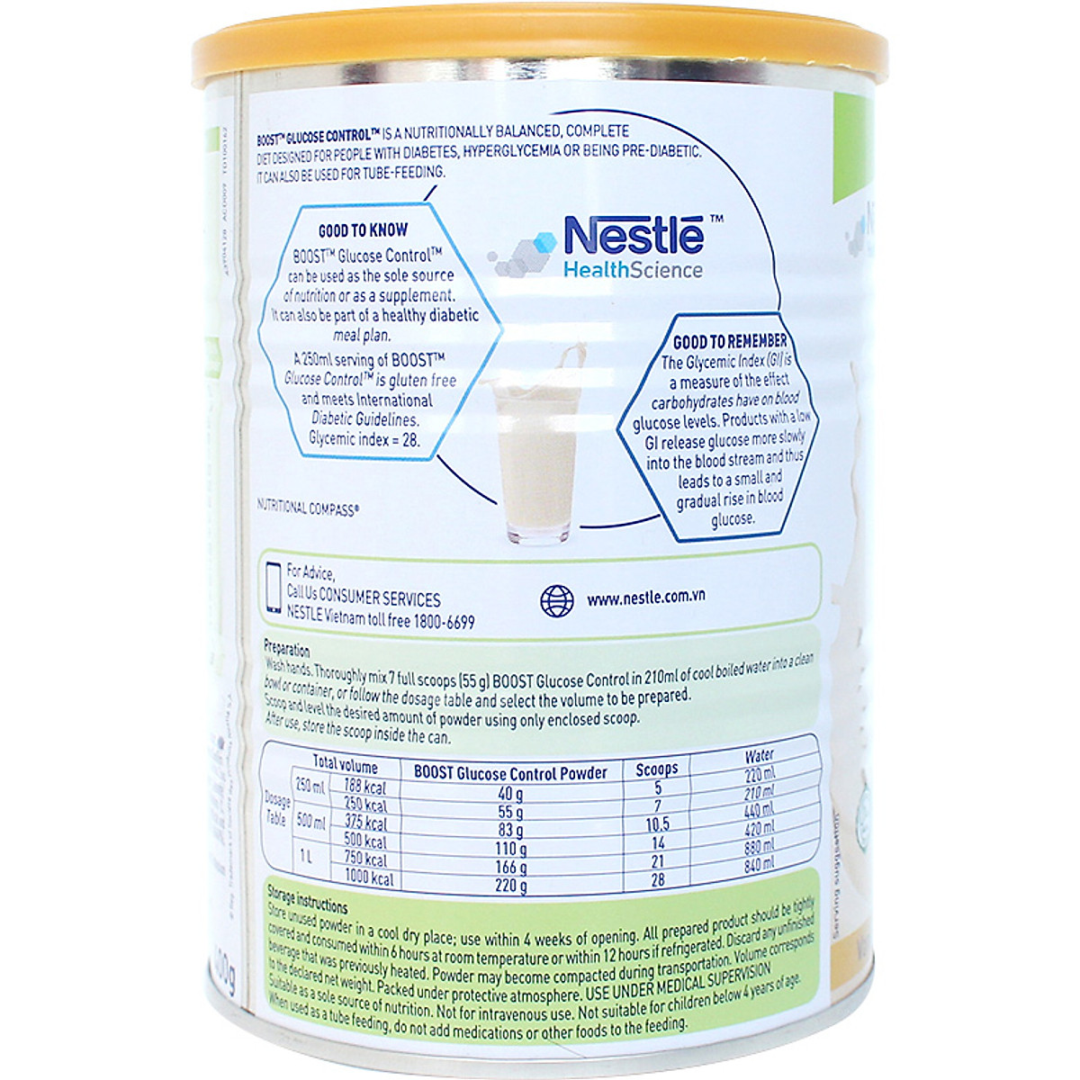 Sản phẩm dinh dưỡng y học BOOST GLUCOSE CONTROL lon 400g