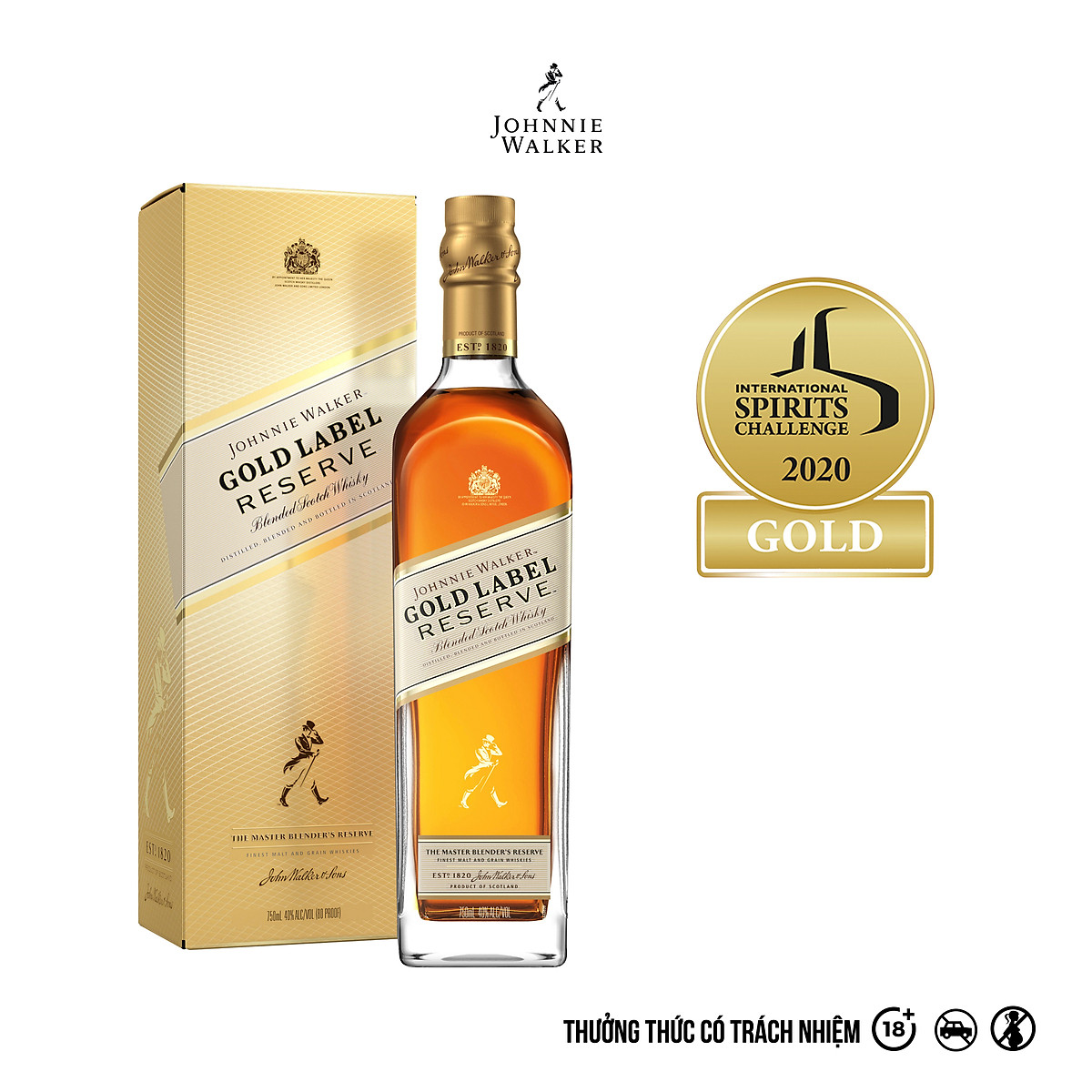 {Freeship 50K} Rượu Johnnie Walker Gold Label Blended Scotch Whisky 40% 750ml [Kèm Hộp]