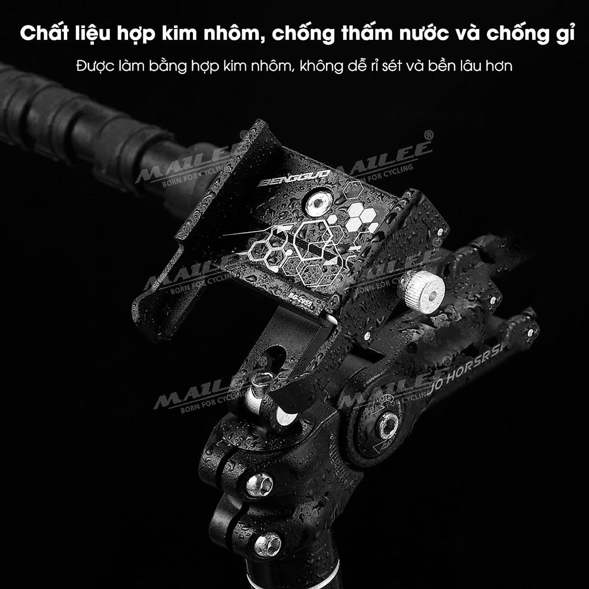 Giá đỡ điện thoại xe đạp, xoay 360 độ BN-2955 gắn nắp bát phốt/ pô tăng, vị trí cổ trụ tiết kiệm không gian, hợp kim nhôm cho xe đạp