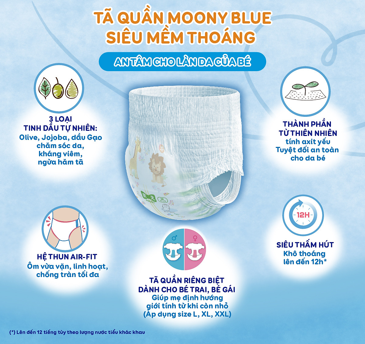 Tã Quần Cao Cấp Moony Nhật Bản Bé Trai L44 (44 Miếng)