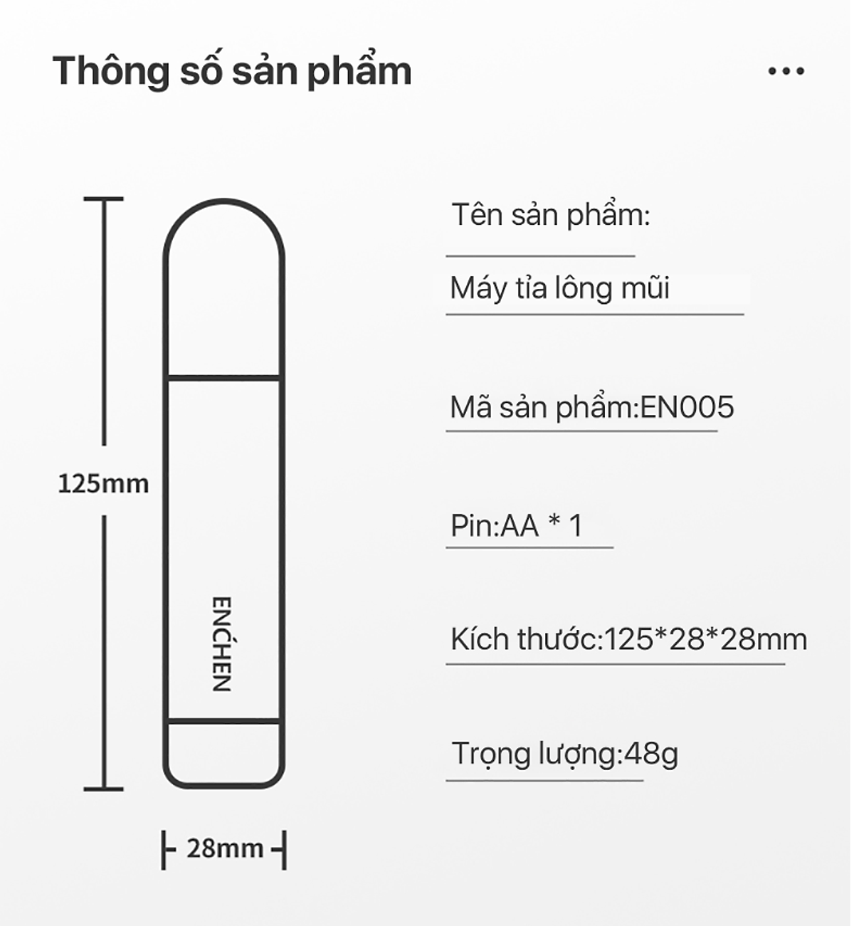 Máy tỉa lông mũi Enchen EN005 Bỏ túi tiện lợi Dễ dàng làm sạch nhanh - Hàng chính hãng