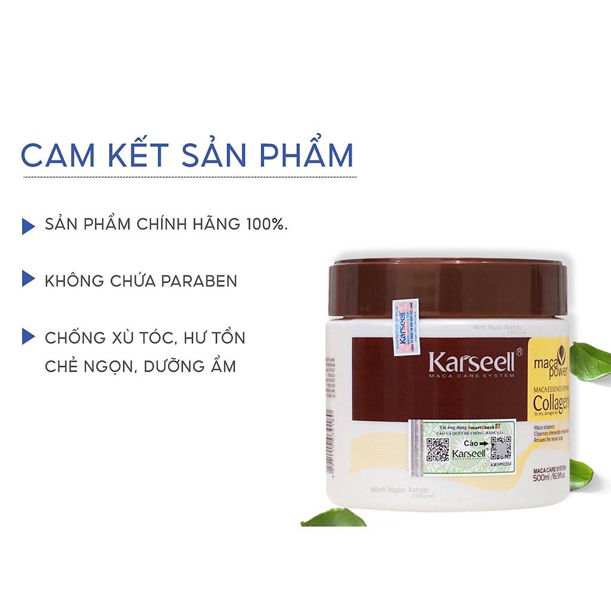 Kem ủ tóc Collagen KARSEELL dạng hũ 500ml, dầu hấp phục hồi siêu mượt chuẩn salon ngay tại nhà