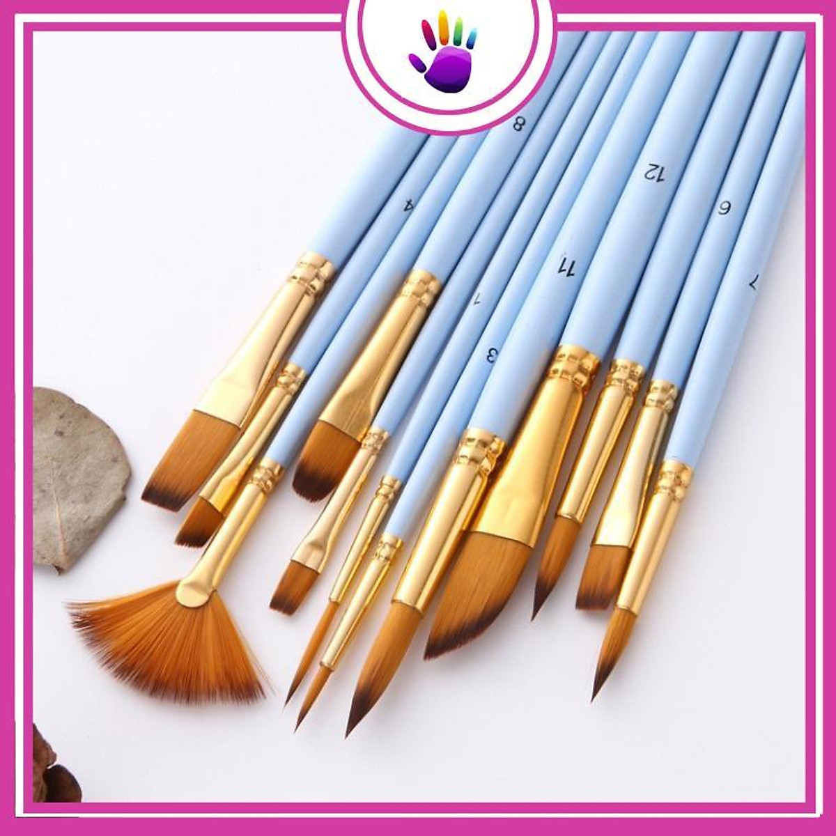 Mua 12 Cọ vẽ màu nước Pastel 3 Mint Pink Blue màu sơn dầu tranh tường số hoá - TIỆM NHÀ MILK Mua 12 Cọ Vẽ Màu Nước Pastel 3 Mint Pink Blue Màu Sơn Dầu Tranh Tường Số Hoá - Tiệm Nhà Milk