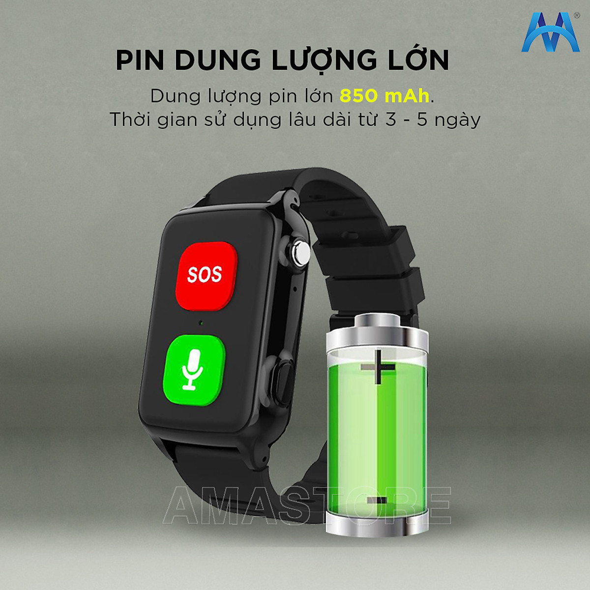 Đồng hồ Thông minh Định vị GPS cảnh báo ngã, tại nạn, đột quỵ AMA Watch S8 Hàng nhập khẩu
