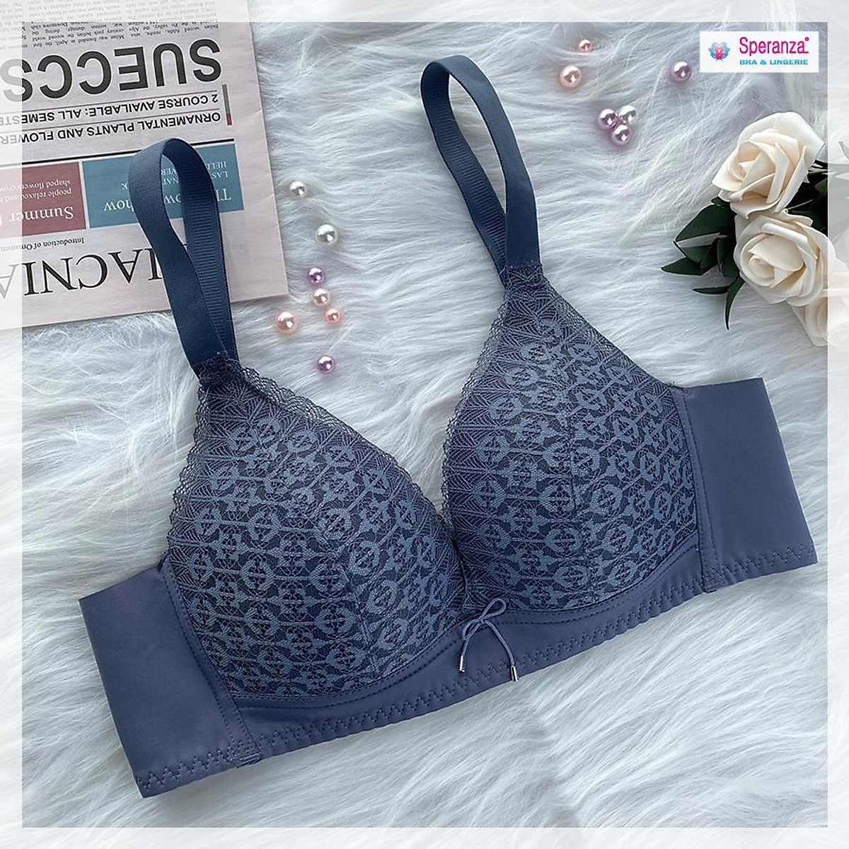 Áo ngực không gọng mút mỏng - phối ren cao cấp - Giành cho Bạn gái có bầu ngực bự- SPA9036