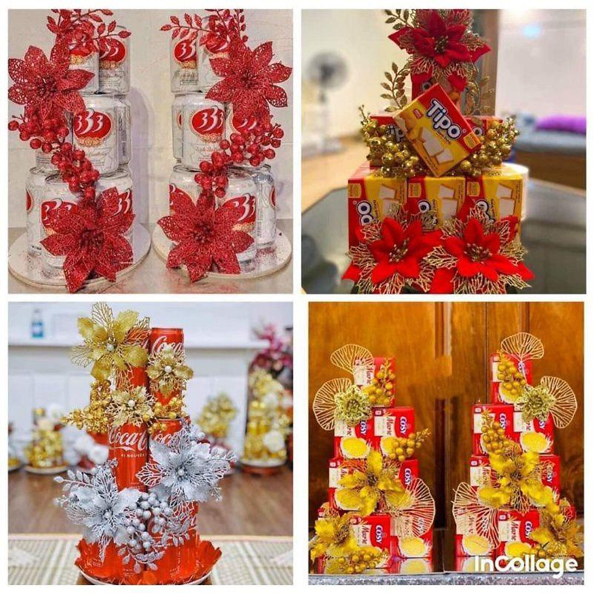 Set hoa phụ kiện làm tháp bánh Tết kèm đế trang trí - Hoa trang trí Set Hoa Phụ Kiện Làm Tháp Bánh Tết Kèm Đế Trang Trí - Hoa Trang Trí