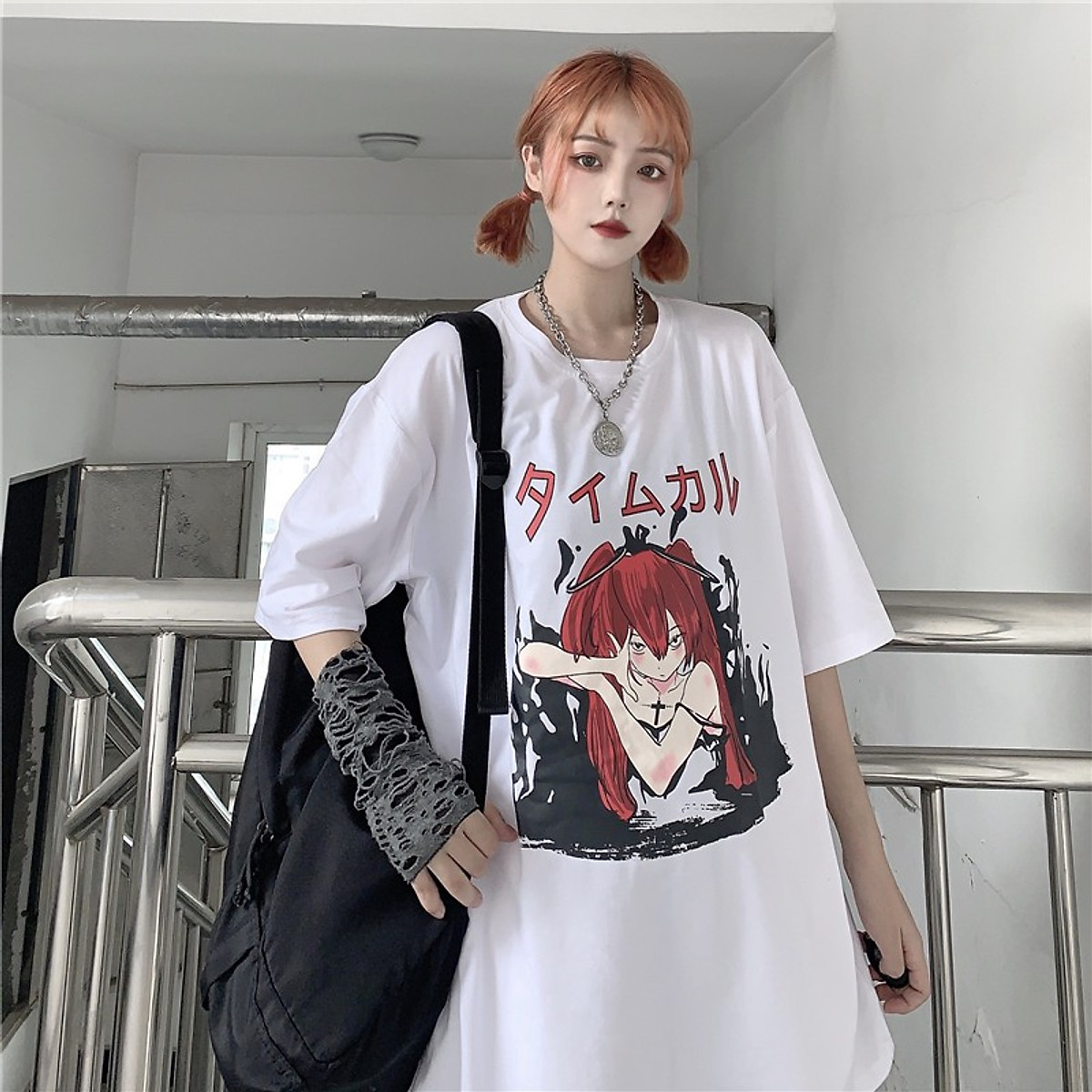 Áo Thun tay lỡ freesize đẹp! Hình TÓC ĐỎ LỬA ĐEN cho cả Nam và Nữ từ 42kg đến 65kg