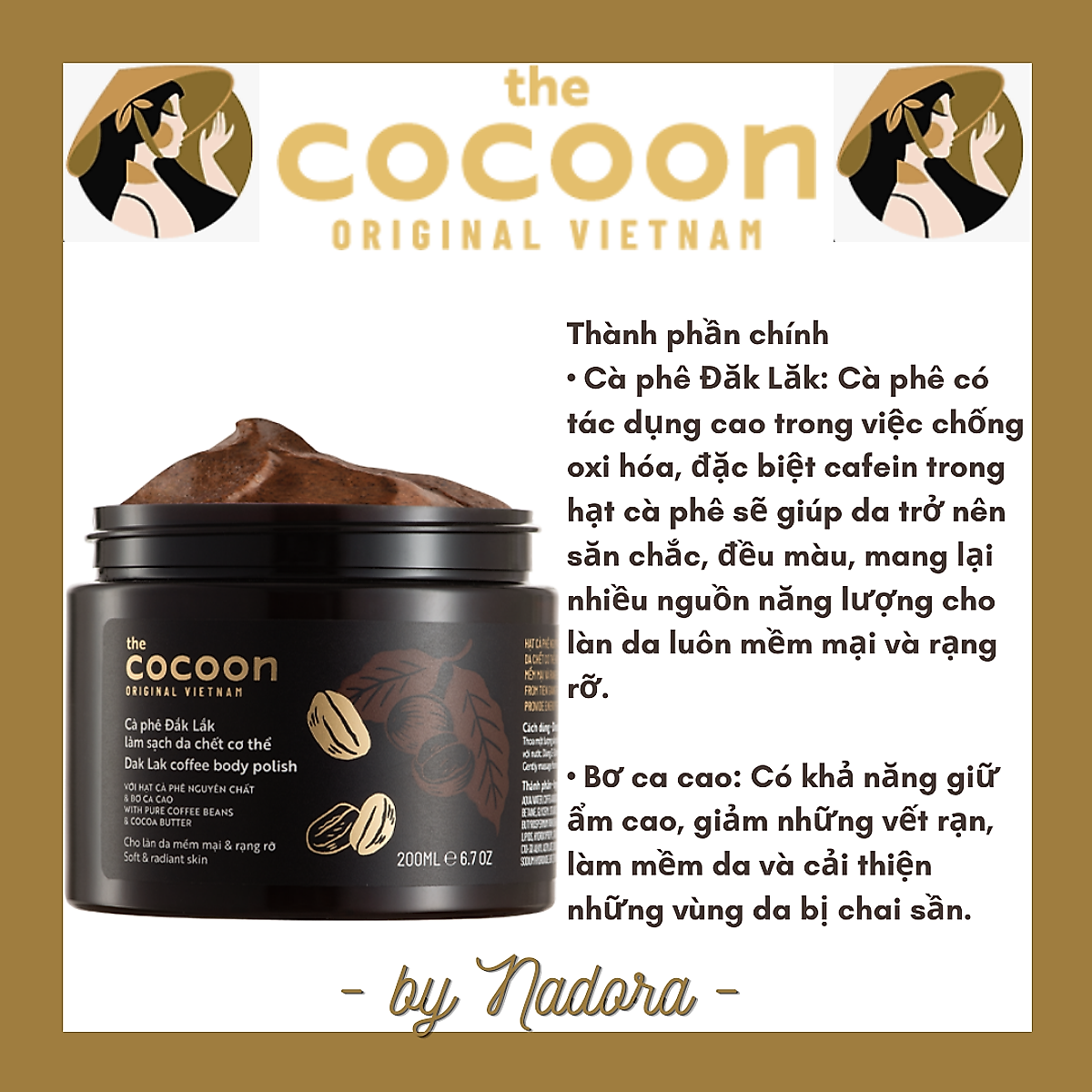 Tẩy da chết cơ thể cà phê Dăk Lăk Cocoon - Hũ 200ml