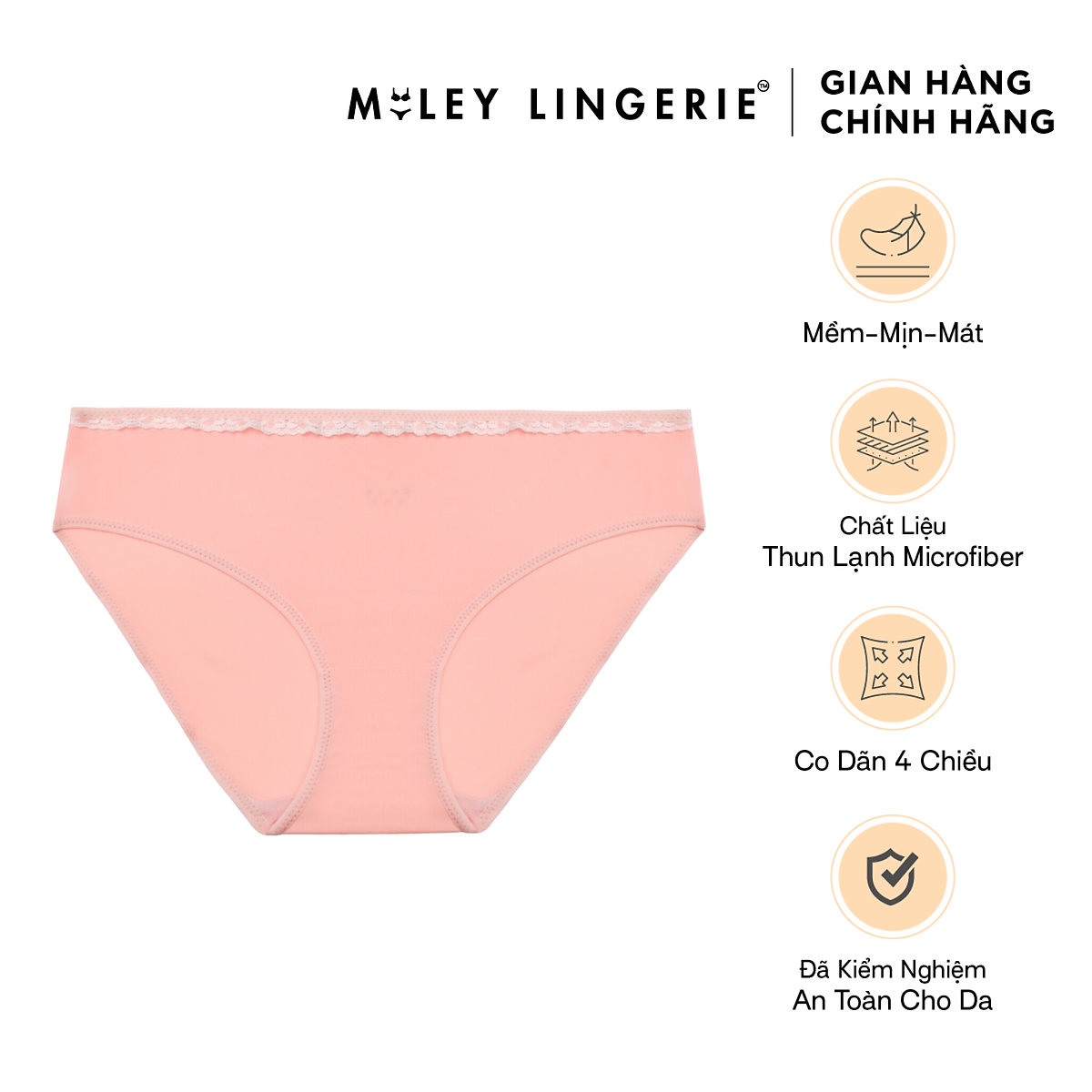 Quần Lót Cotton Nữ Màu Viền Ren - FCS